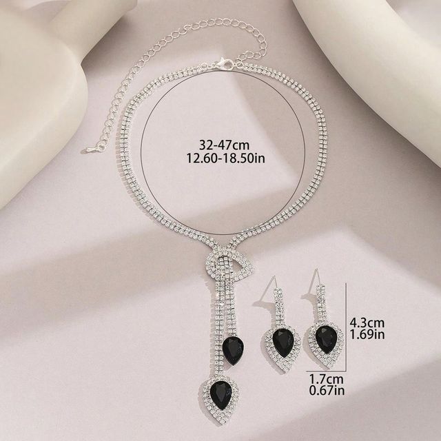 Shining Diva Fashion Stylish Design Crystal Diamond Necklace Set for Women and Girls | 15216s