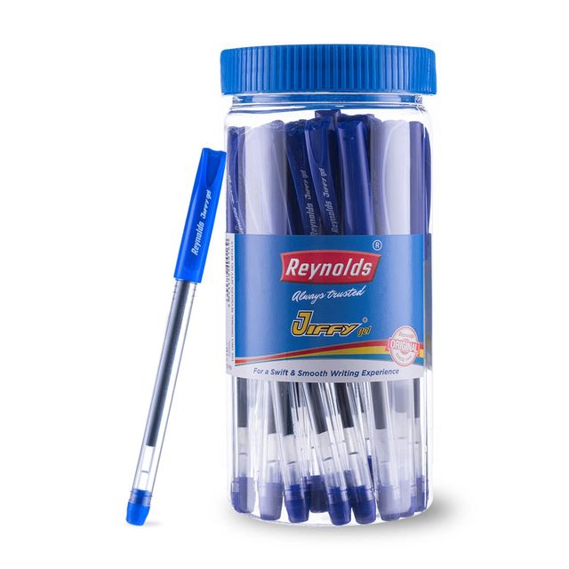 Reynolds Jiffy Gel Pen Set (25 Blue Pens Jar)