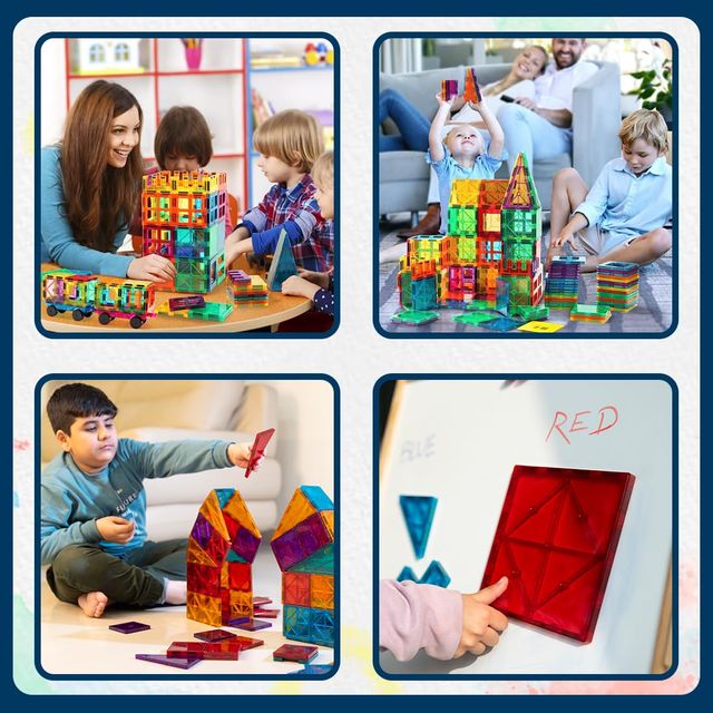 Wembley Magnetic Tiles Building Blocks For Kids Creative Learning Educational Brain Toys - 28 Pcs