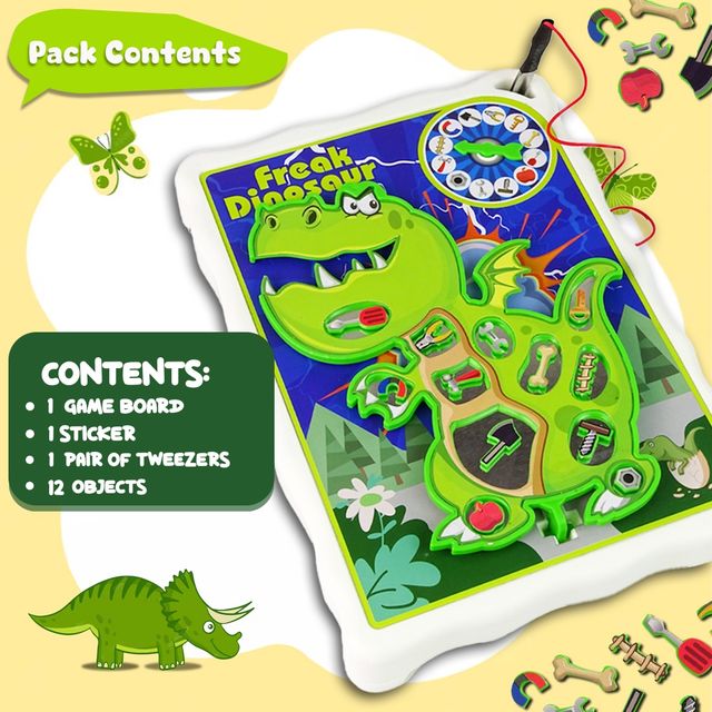 Wembley Dinosaur Operation Game Board with Stickers Remove The Objects Arcade Buzzer Fun Toy