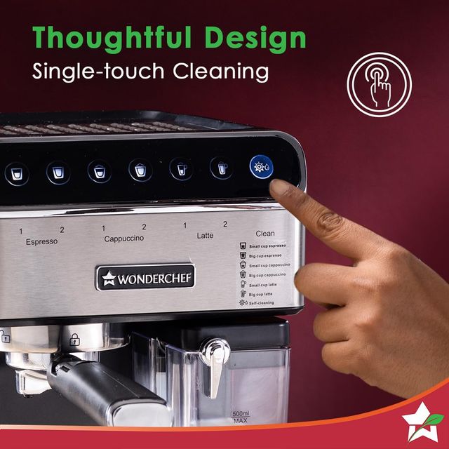 Wonderchef Regenta Automatic Coffee Machine With Auto Frother 20 Bar, 2 Year Warranty