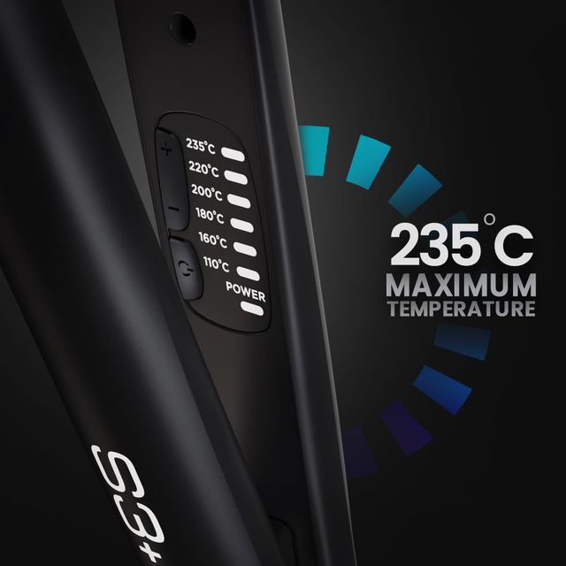 Ikonic S3+ Hair Straightener, Black & Red, Ceramic Floating Plates, Adjustable Temparature Control