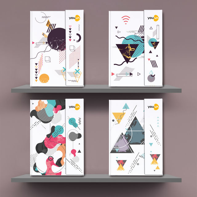 Navneet Youva Magnetic Single Line A5 Size Case Bound 192 Pages Notebook 14.8 x 21 cm - Assorted