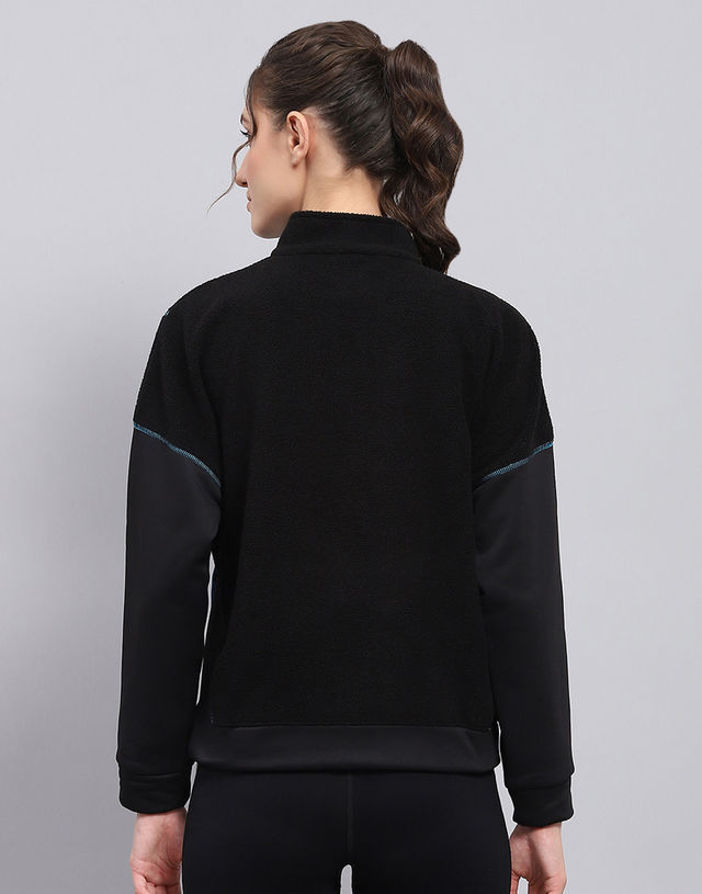 Rock.It By Monte Carlo Womens Solid Black Mock Neck Full Sleeve Sweatshirt | 2240102697-2-36 | M