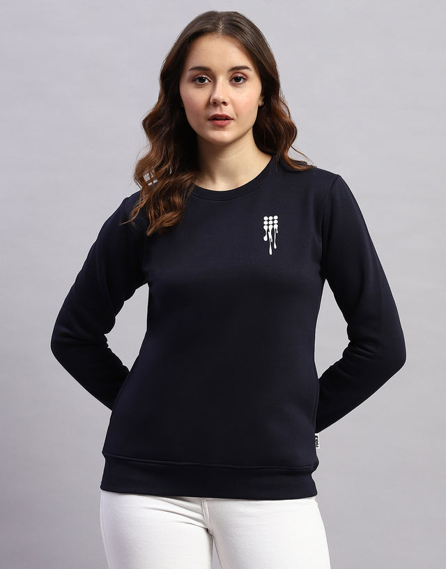 Rock.It By Monte Carlo Womens Navy Blue Round Neck Full Sleeve Sweatshirt | 2240102610-1-42 | XXL