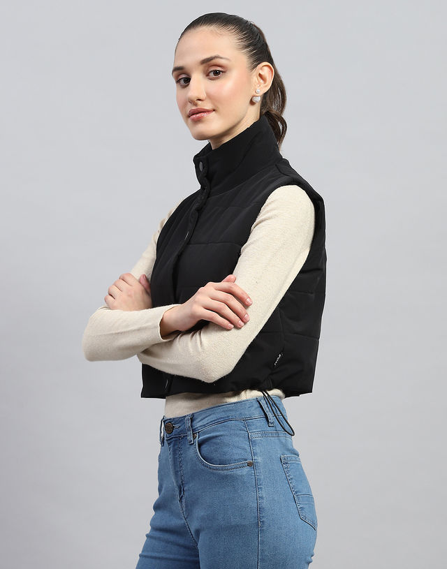 Rock.It By Monte Carlo Womens Black Solid Mock Neck Sleeveless Jacket | 2240102633-1-42 | XXL