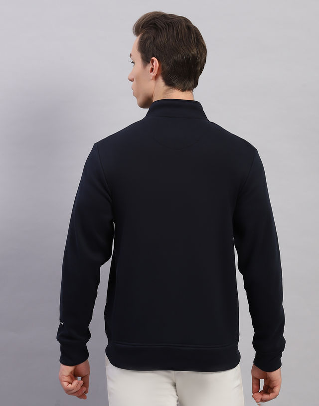 Rock.It Men's Solid Polyester Blend Sweatshirt | Navy Blue - XL