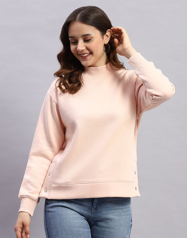 Rock.It Women's Solid Cotton Blend Sweatshirt | Peach - XL