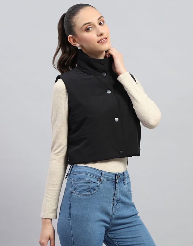 Rock.It By Monte Carlo Womens Black Solid Mock Neck Sleeveless Jacket | 2240102633-1-42 | XXL