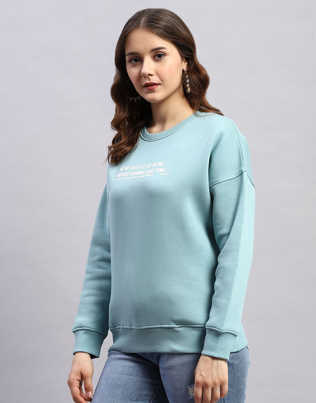 Rock.It By Monte Carlo Womens Blue Round Neck Full Sleeve Sweatshirt | 2240102602-1-38 | L