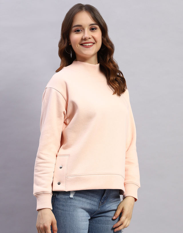 Rock.It Women's Solid Cotton Blend Sweatshirt | Peach - XL