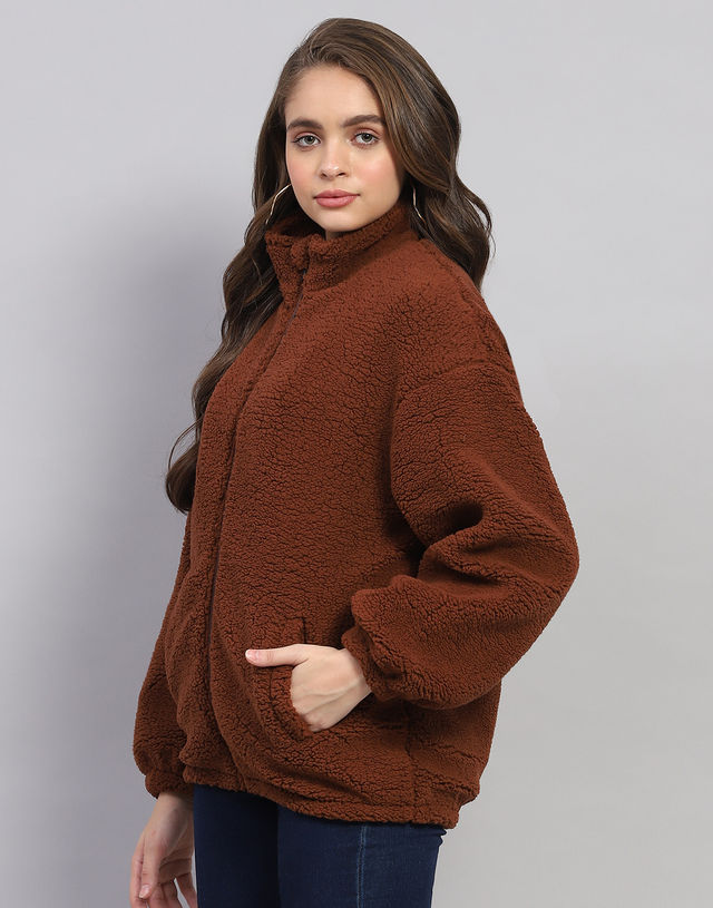 Rock.It By Monte Carlo Womens Rust Solid Mock Neck Full Sleeve Jacket |2240102644-1-40 |XL