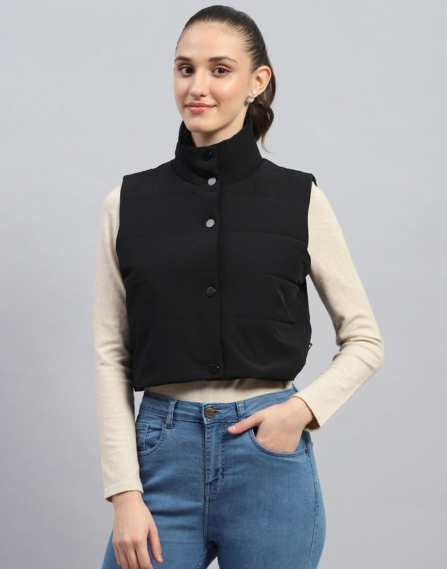 Rock.It By Monte Carlo Womens Black Solid Mock Neck Sleeveless Jacket | 2240102633-1-42 | XXL