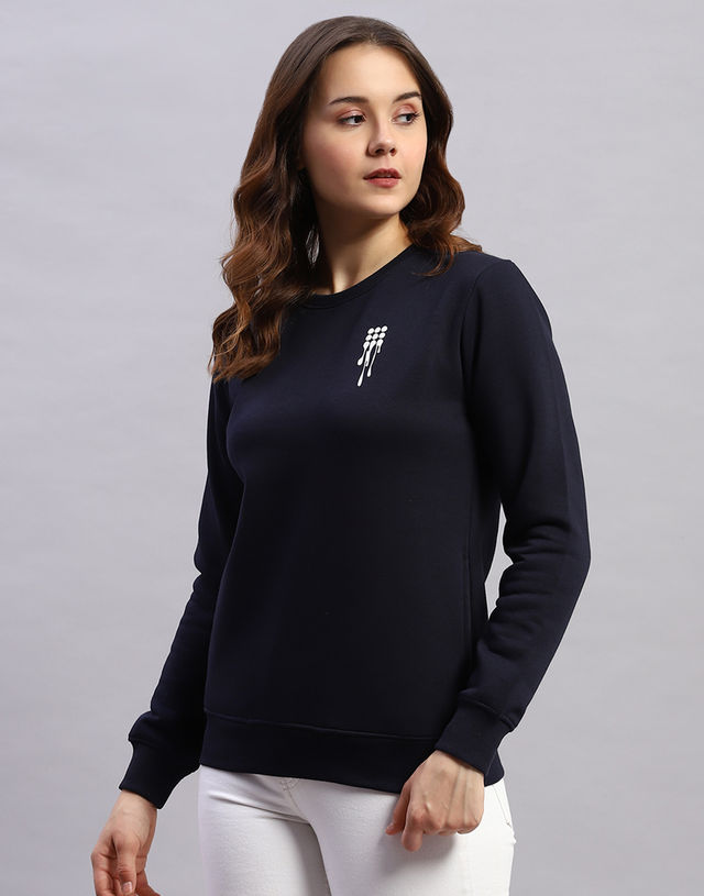 Rock.It By Monte Carlo Womens Navy Blue Round Neck Full Sleeve Sweatshirt | 2240102610-1-42 | XXL