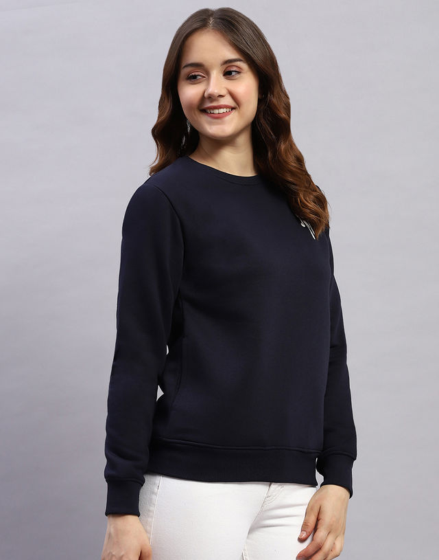 Rock.It By Monte Carlo Womens Navy Blue Round Neck Full Sleeve Sweatshirt | 2240102610-1-42 | XXL