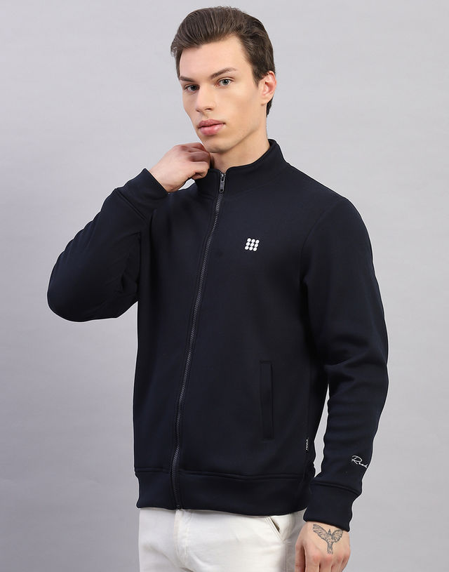 Rock.It Men's Solid Polyester Blend Sweatshirt | Navy Blue - XL