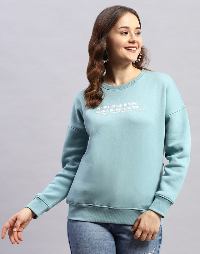 Rock.It By Monte Carlo Womens Blue Round Neck Full Sleeve Sweatshirt | 2240102602-1-38 | L