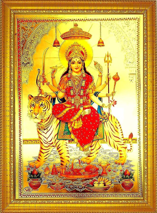 Sohum Durga Deity Photo - Red | One Size