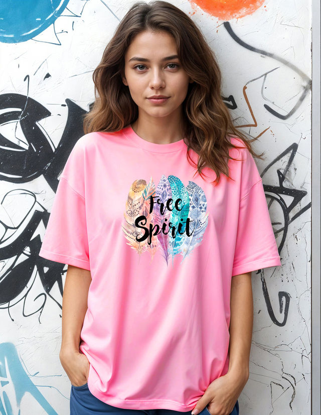Smartees Women's Oversize Printed T-shirt | WW - 2033 | Pink - L