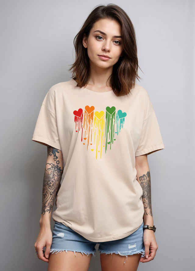 Smartees Women's Oversize Printed T-shirt | WW - 2052 | Skin - XL