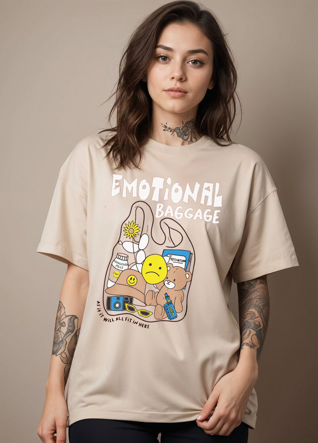 Smartees Womens Oversize Printed T-shirt | WW - 2056 | Skin - L