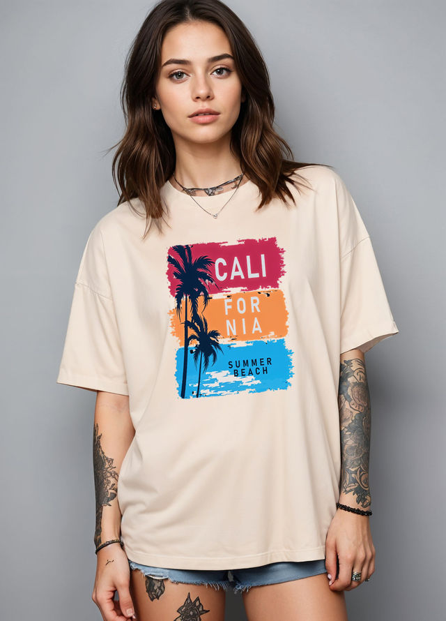 Smartees Womens Oversize Printed T-shirt | WW - 2049 | Skin | M