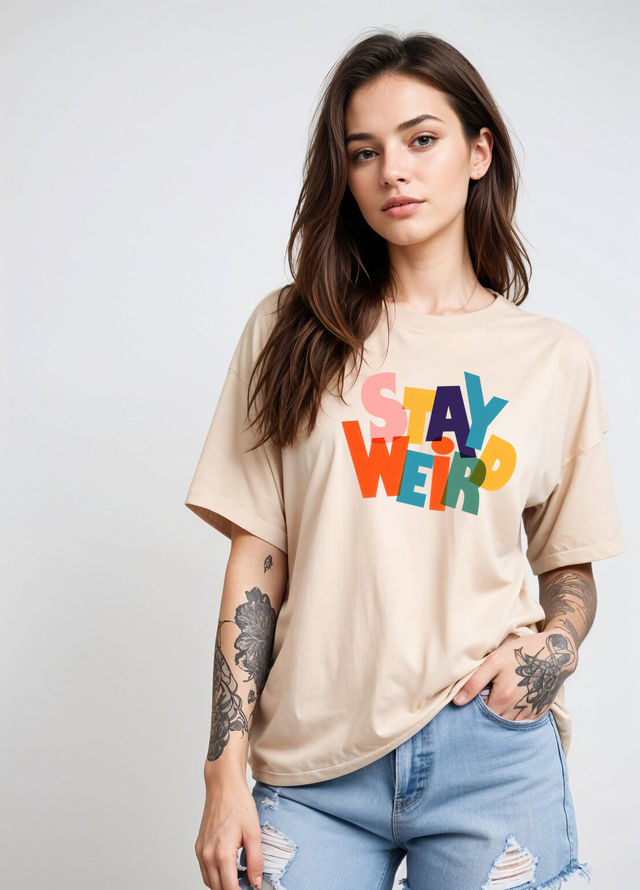 Smartees Women's Oversize Printed T-shirt | WW - 2037 | Skin - M