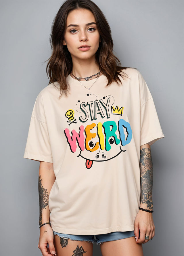 Smartees Women's Oversize Printed T-shirt | WW - 2031 | Skin - L
