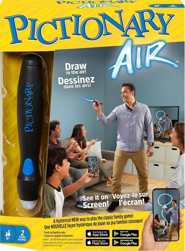 Mattel Games Pictionary Air Drawing Game, Family Game with Light-up Pen and Clue Cards, Links to Smart Devices