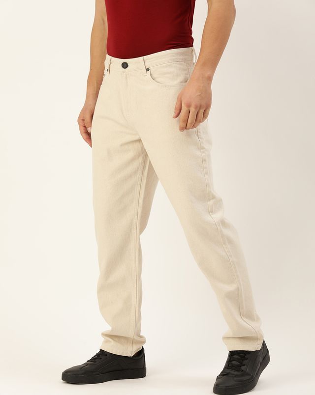 Bene Kleed Men's Straight Denim Trousers | Ecru - 32