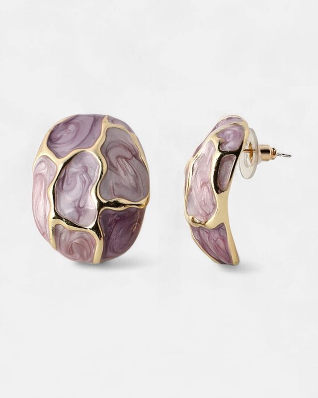 Sohi The Veined Stud Earrings - Lavender For Women's