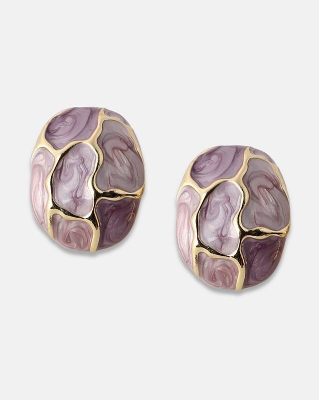 Sohi The Veined Stud Earrings - Lavender For Women's