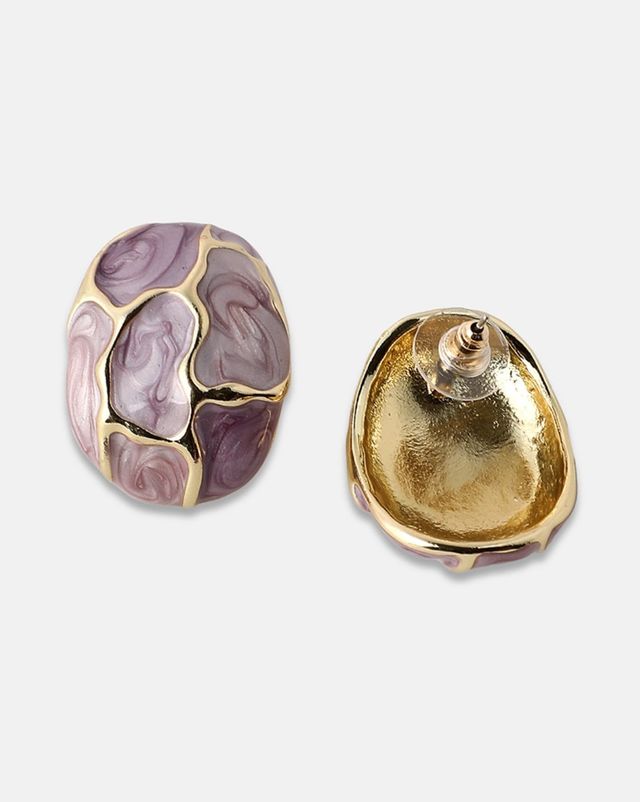 Sohi The Veined Stud Earrings - Lavender For Women's