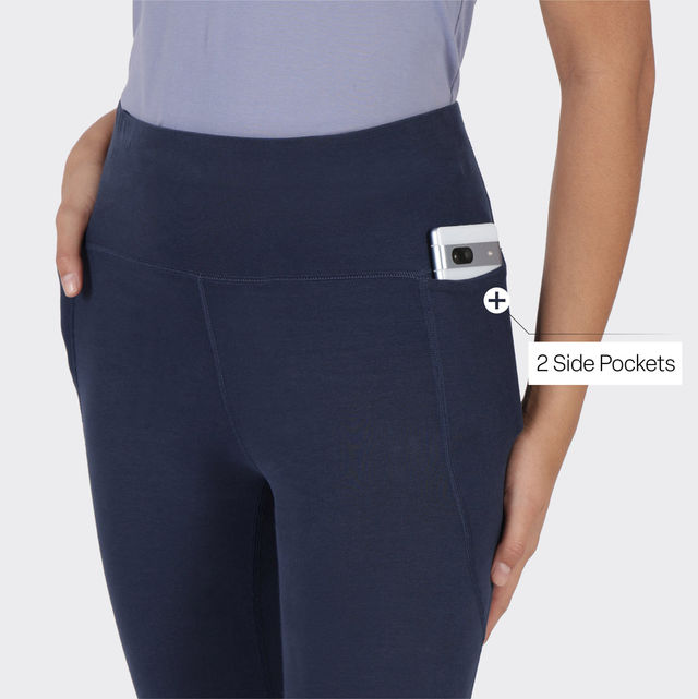 Blissclub Women's Solid Leggings | Navy - L
