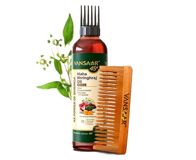 Vansaar 45+ Maha Bhringraj Oil With Neem Comb