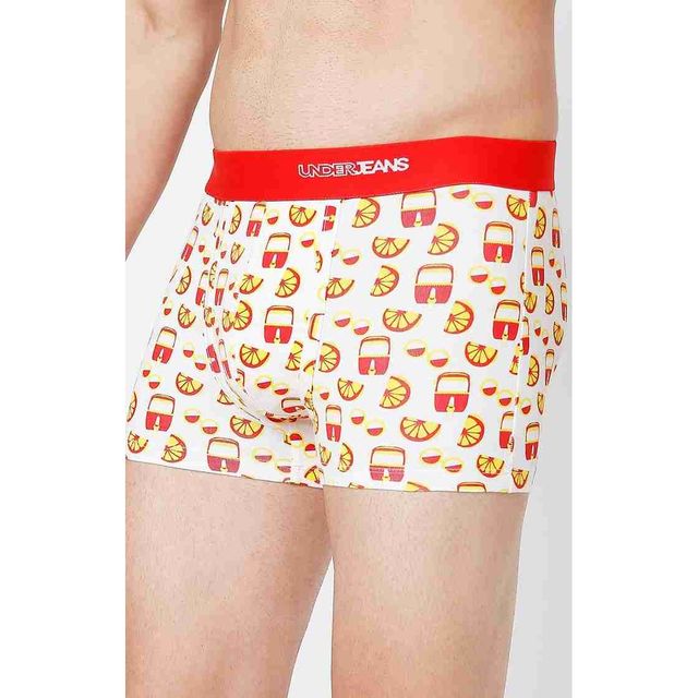 Underjeans by Spykar Men's White Red Pack of 1 Trunk | L
