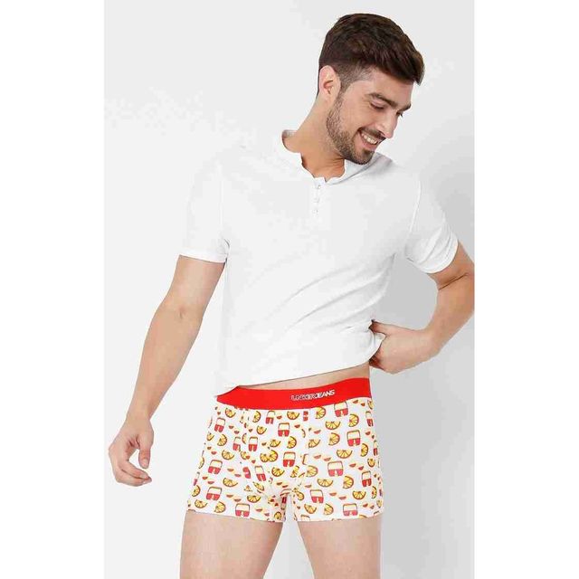 Underjeans by Spykar Men's White Red Pack of 1 Trunk | L