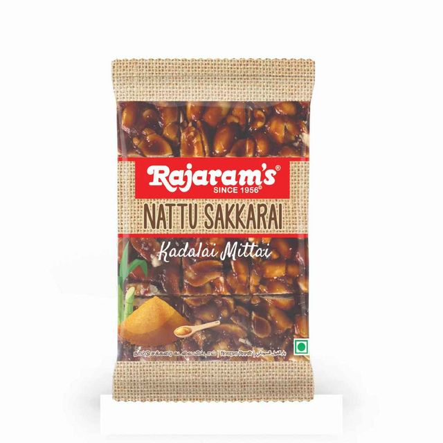 Rajaram's Nattu Sakkarai Kadalai Mittai - No White Sugar (Chikki) 100 g Combo