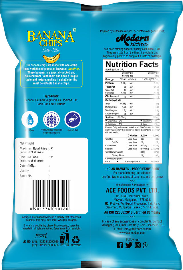 Modern Kitchens Banana Chips Salted 70 g Combo