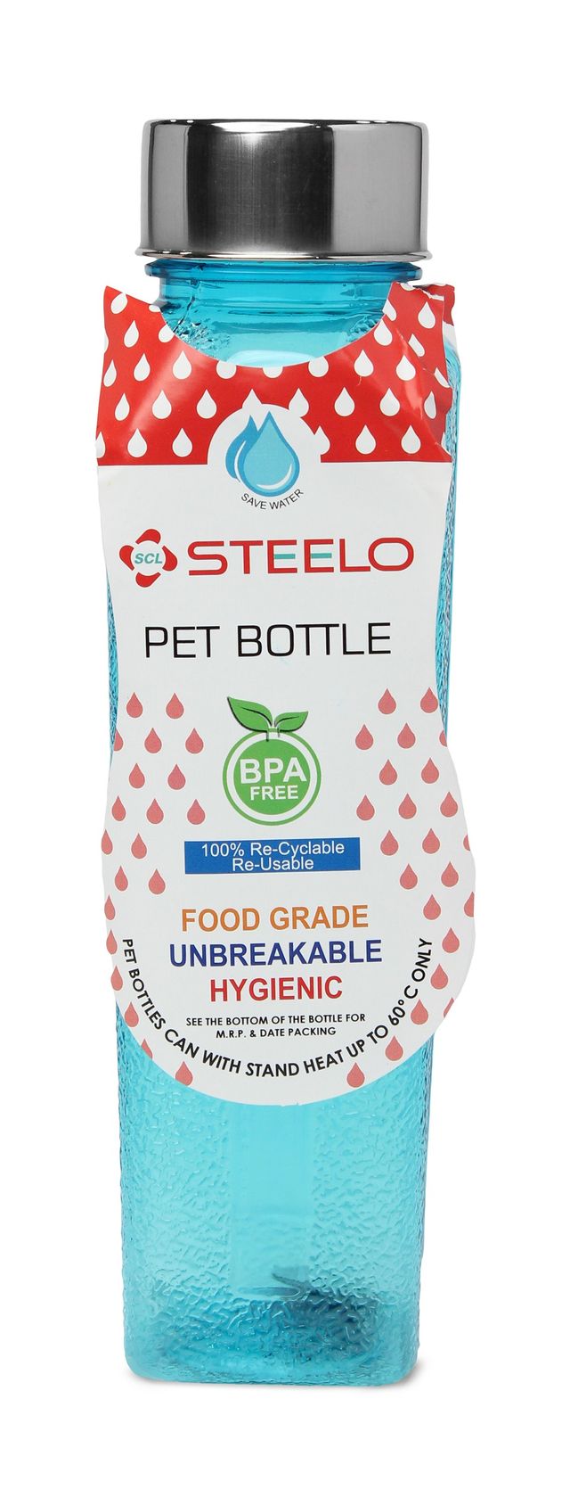Steelo Mini Squarish Bottle - 500 Ml (Assorted Colours)