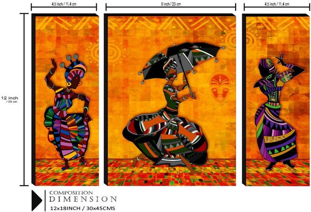 Saf Traditional Dance Home Decor Gifts, 12 x 9 inch, Unframed (Pack of 3)