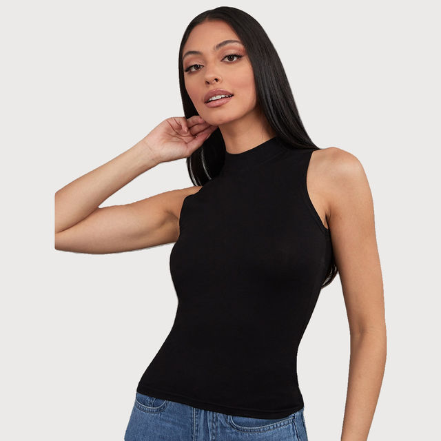 Styli Women's Sleeveless High Neck Knit Top - Buy at ₹465 Online