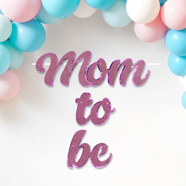 Propcon Mom To Be Metallic Glitter Banner