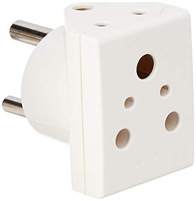 Panasonic 16A 3 Pin Multi Plug Adaptor - 3166 | White, Dimensions - 0.51 x 0.4 x 0.39 cm