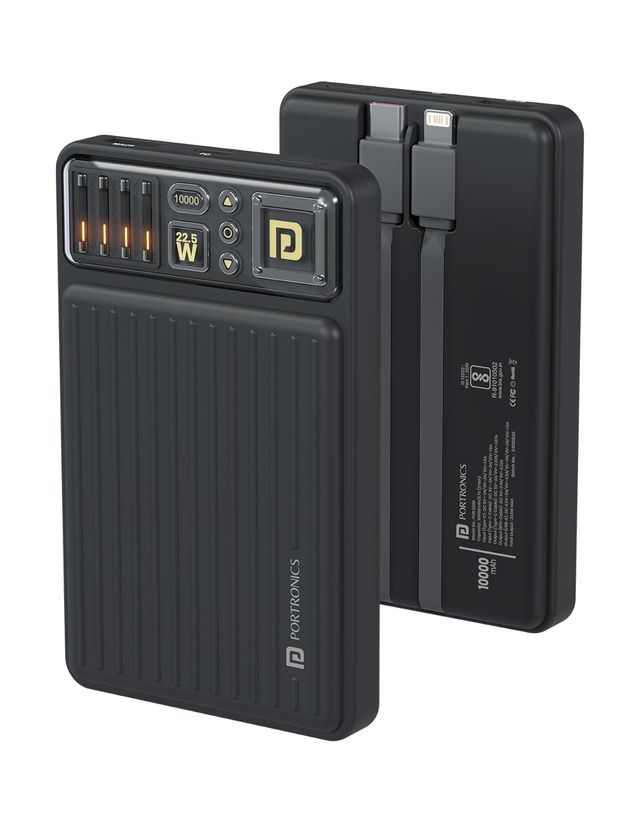 Portronics Luxcell Bind Mini 10k 10000mAh Powerbank with 22.5W Fast Charging, In-Built Type C PD