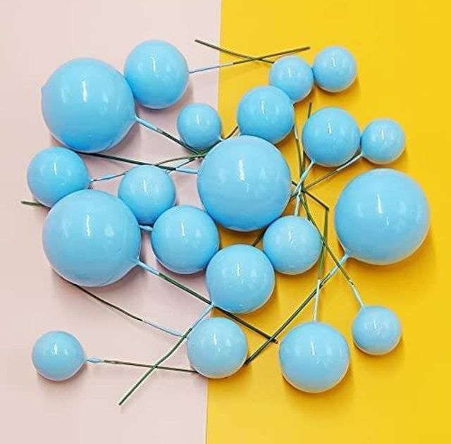 Chrome Faux Balls Topper For Cake Decoration (Colour May Vary)