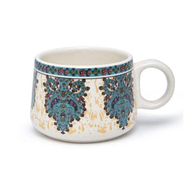 Roxx Mystic Ceramic Tea Set | 180ml x 6 Cups + 1 Pot | Mystic Bloom | Durable | Multicolour