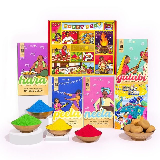 Phool Holi Natural Gulal Gift Box 5 Handcrafted Inclusions