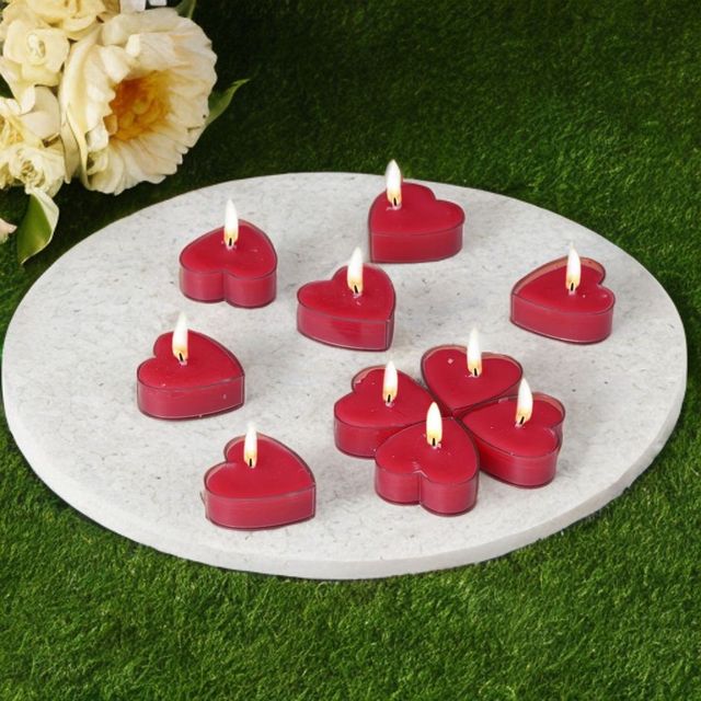 Diacraft Rose Fragranced Heart Tea Light - Set Of 10