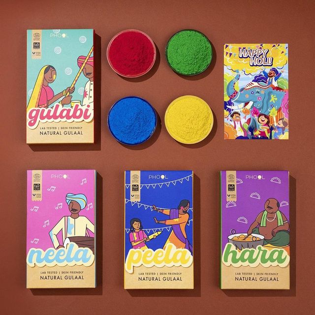 Phool Holi Natural Gulal Gift Box 5 Handcrafted Inclusions